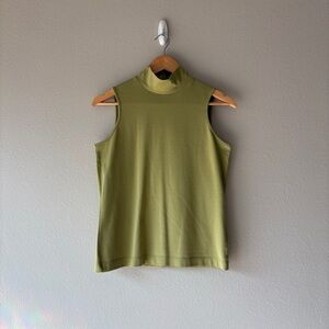 jones NY 90s avocado green mock neckline sleeveless tank top